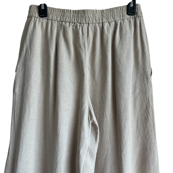 Zara Linen Viscose Wide Leg Pull On Pants Coastal Minimalist Sand Sz Small NWOT - Picture 5 of 12